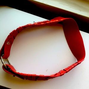 Red waist belt cinch elastic adjustable leather